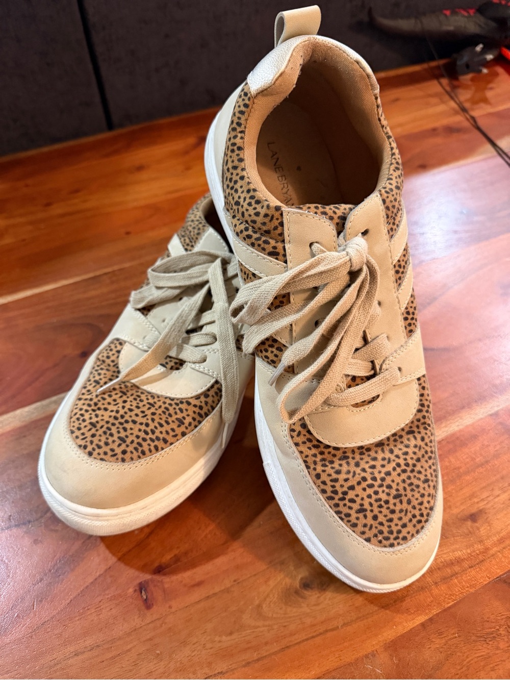 Lane Bryant Tan and Leopard Print Lace-Up Sneakers